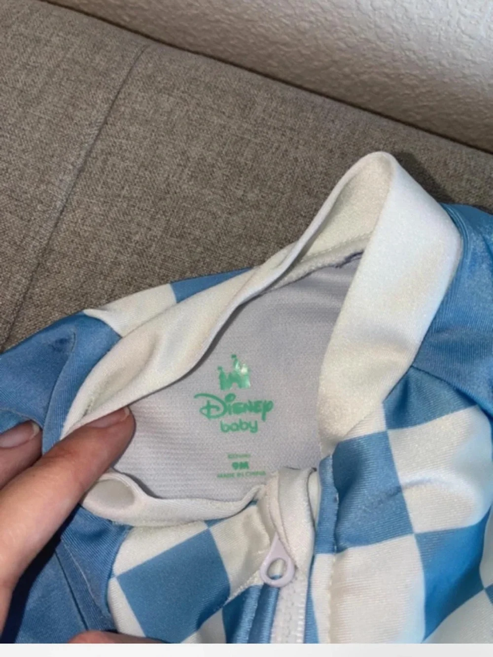 Disney Baby Blue & White Check Mickey Kids Rash Guard
